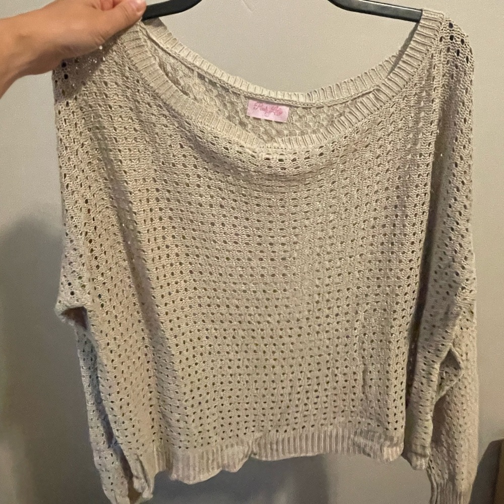 Pink Lily Tan knit sweater